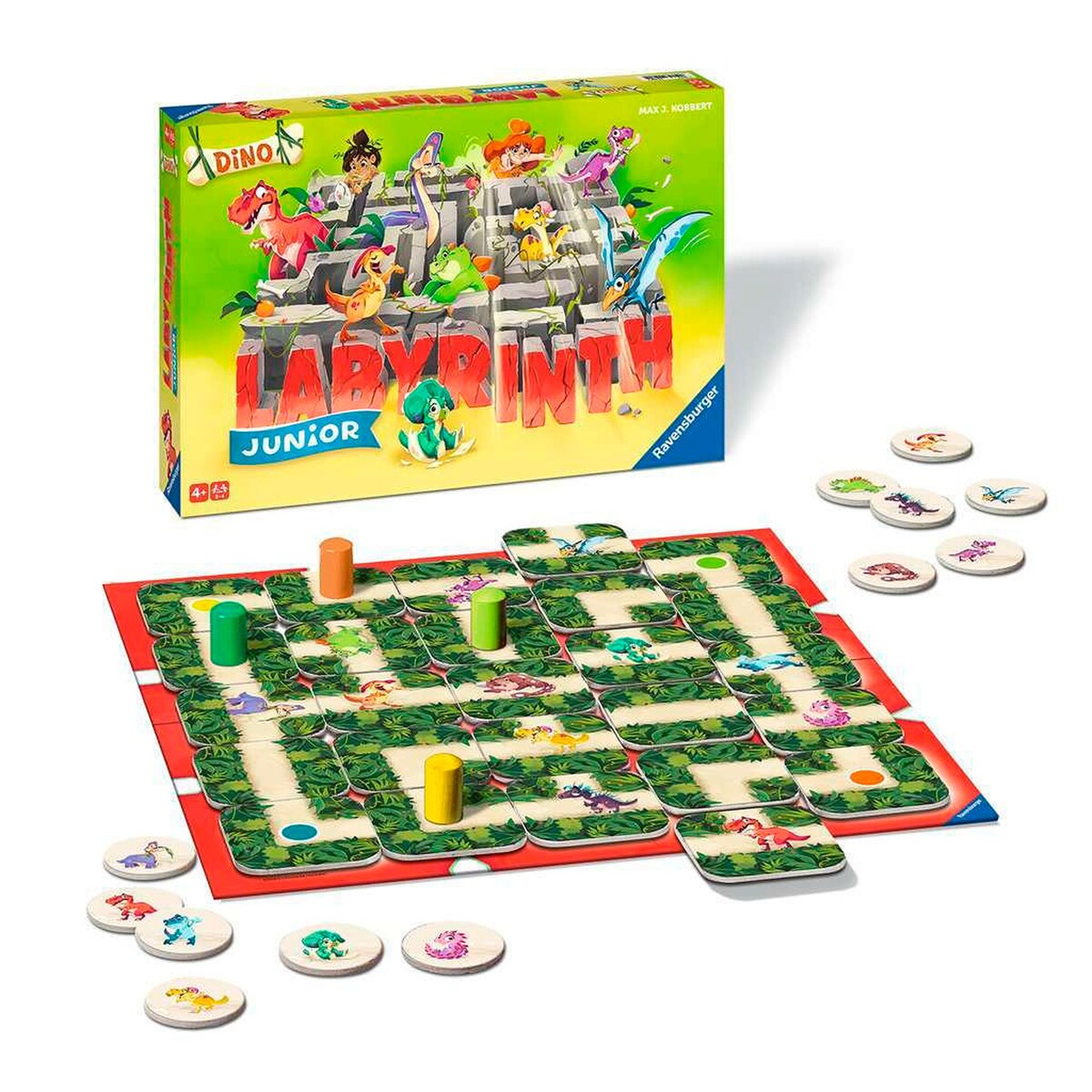 Detalj av Dino Junior Labyrinth spillbrett med dinosaurer