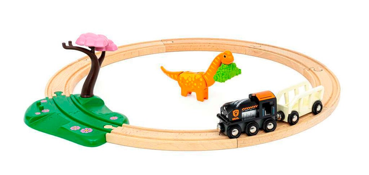 Dinosaur togbanesett i tre 12 deler - BRIO detalj av dinosaurfigur og vogn