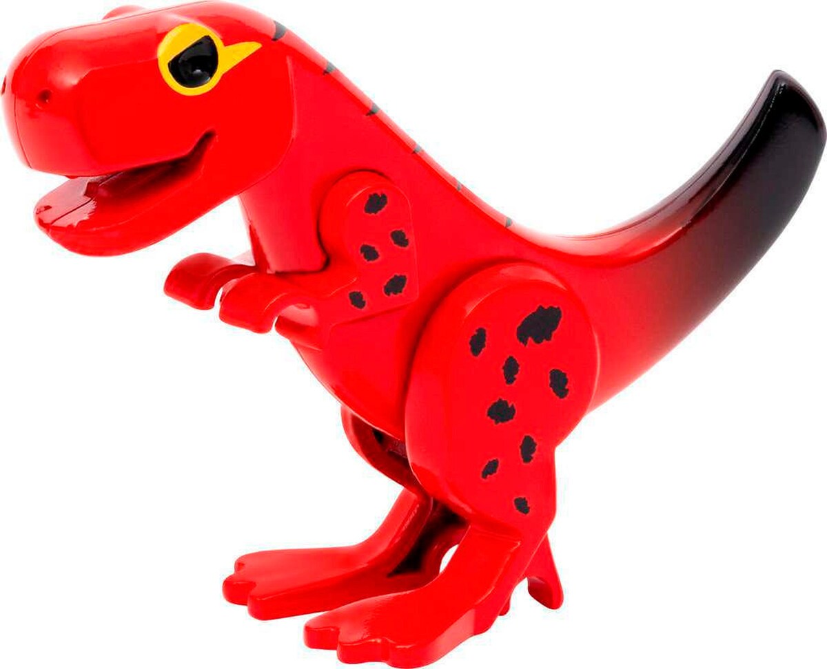 Dinosaurvulkan med utbruddsfunksjon, lys og damp sett fra siden
