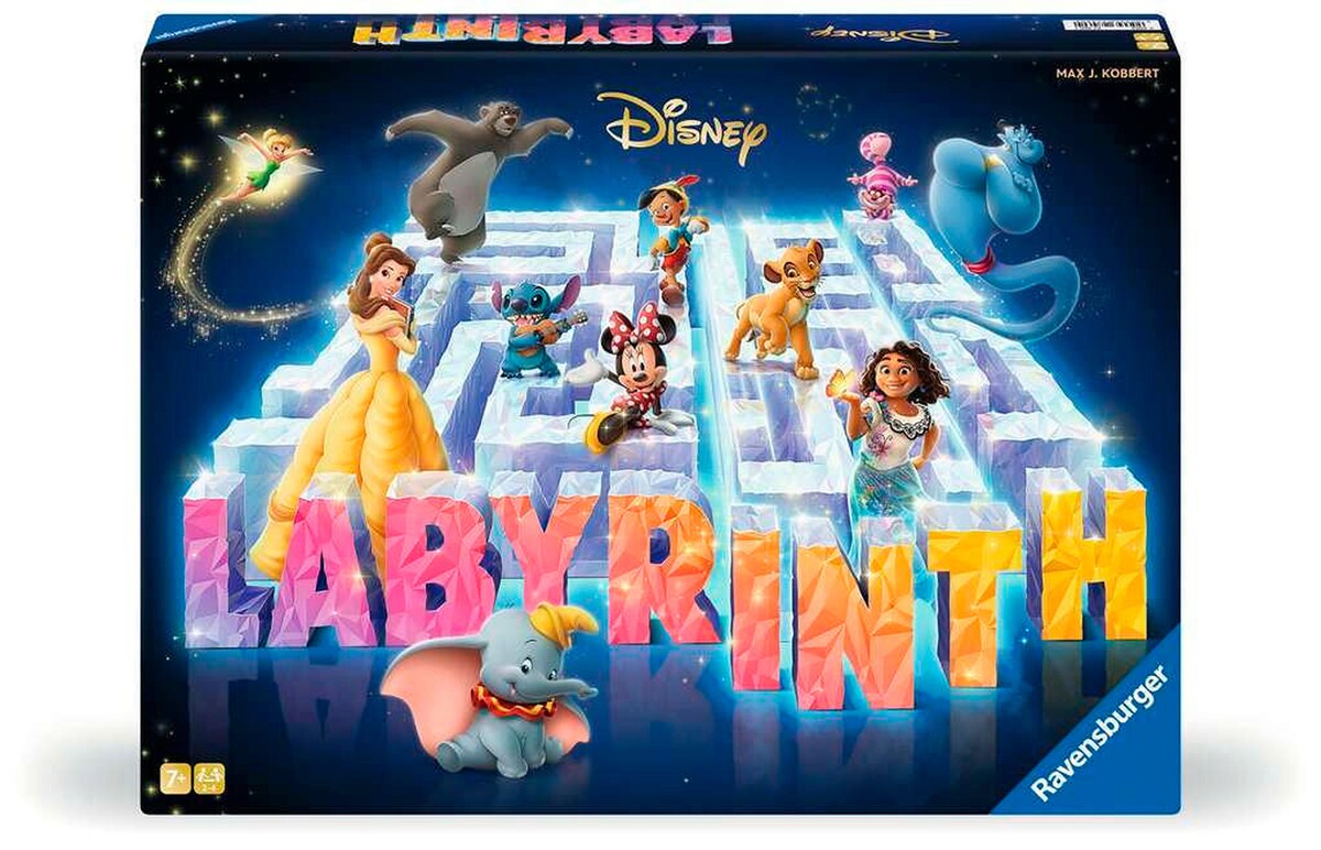 Disney Labyrinth brettspill forfra med spillbrett og figurer