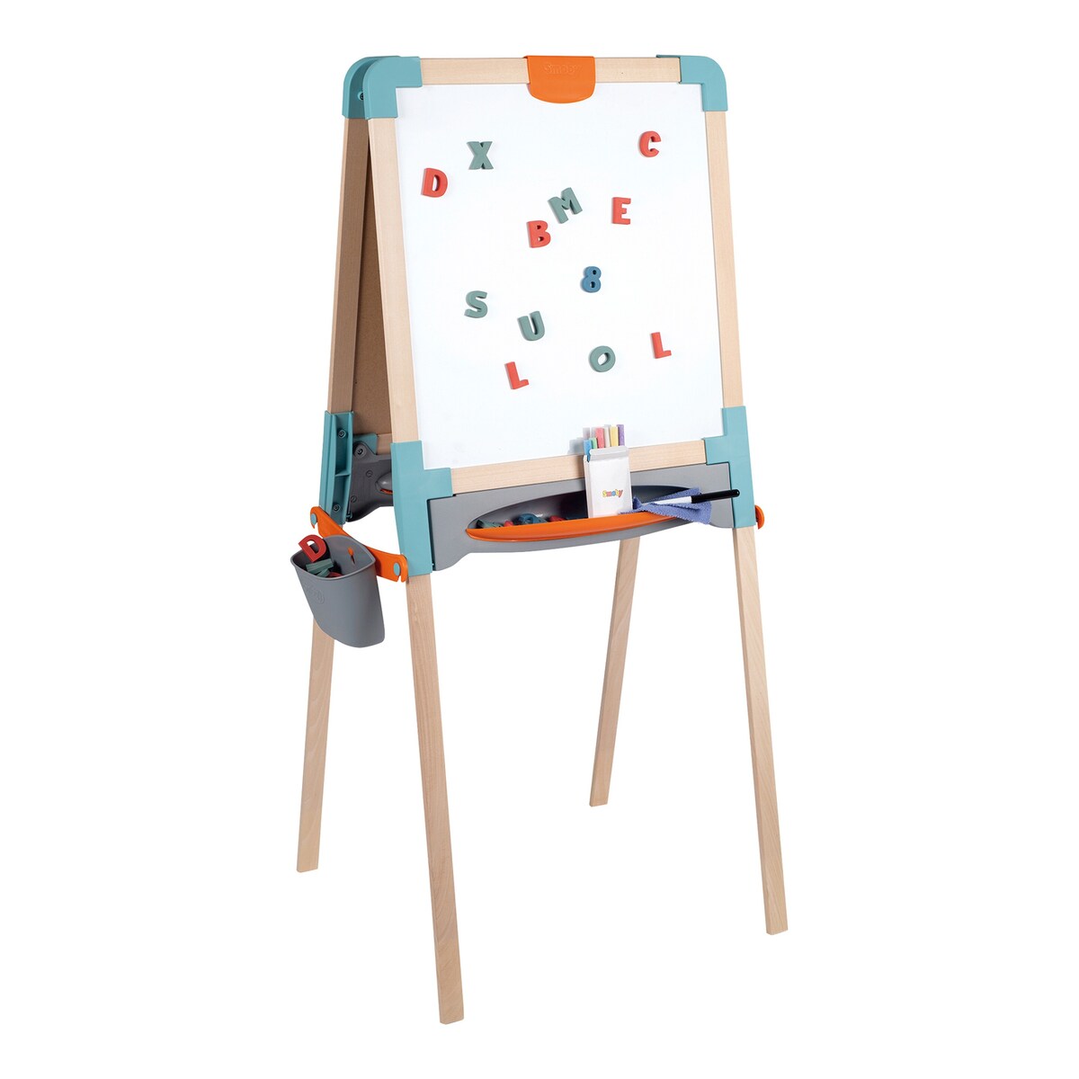 Dobbeltsidig tavle for barn i tre 50x55x120 cm forfra