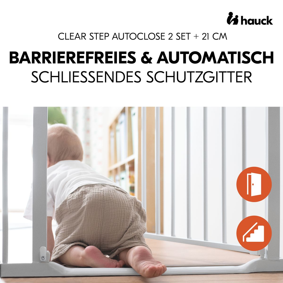 Dør- og trappegrind Clear Step Autoclose 2 sett 96-101 cm bakside