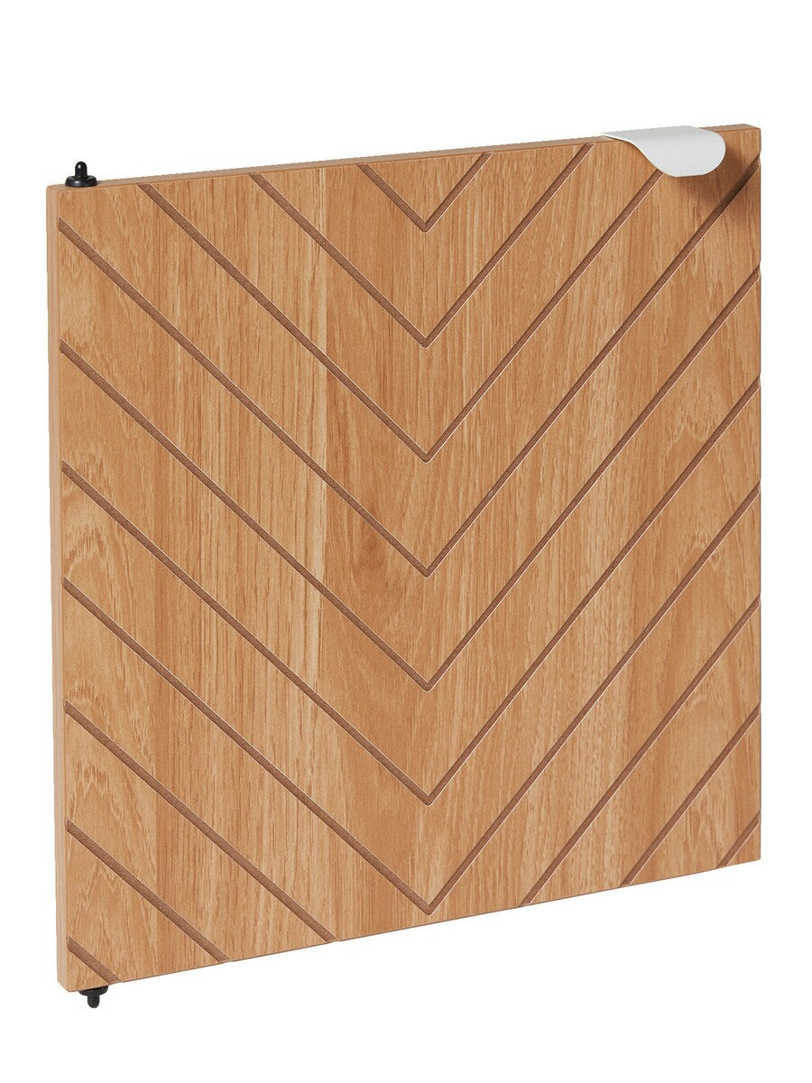 Detalj av fiskebensmønster på dør til barneromshylle CHEVRONS 30,4 x 30,4 cm MDF