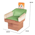 Detalj av stoff og polstring på Dreiestol Alex med arm- og nakkestøtte Minecraft