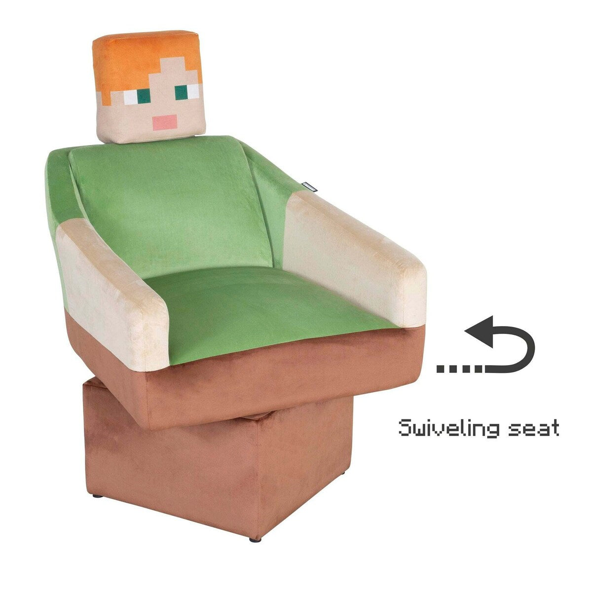 Nærbilde av nakkestøtte på Dreiestol Alex med arm- og nakkestøtte Minecraft