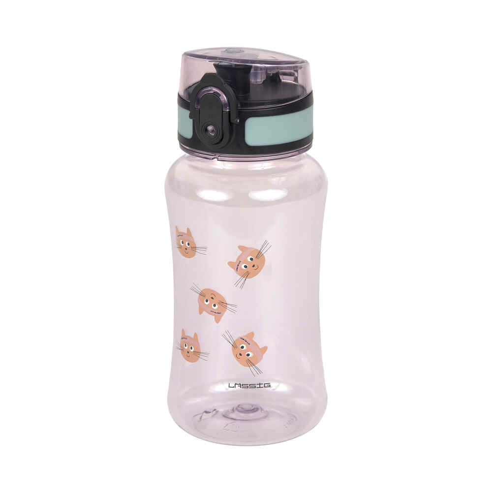 Drikkeflaske for barn Tritan 420 ml Tiny Team katt forfra