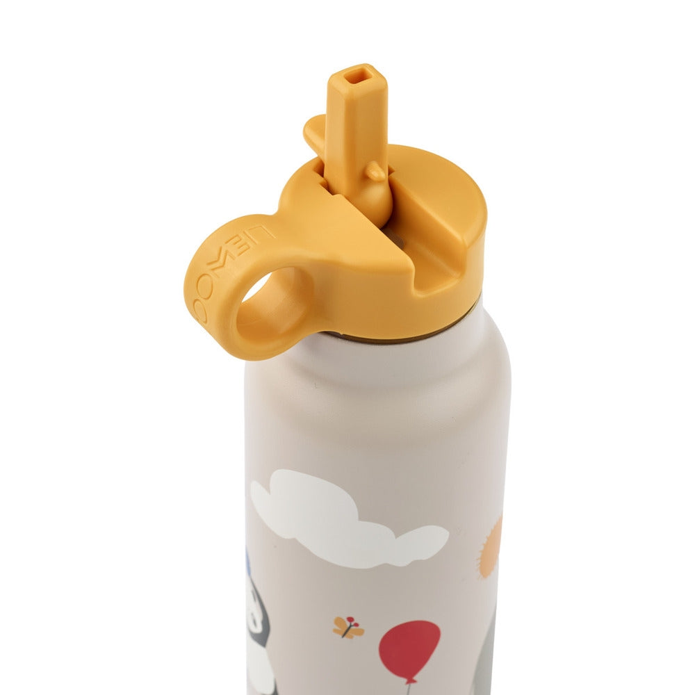 Drikkeflaske Falk 350 ml rustfritt stål Around the world Sandy detalj av pop-up-strohals
