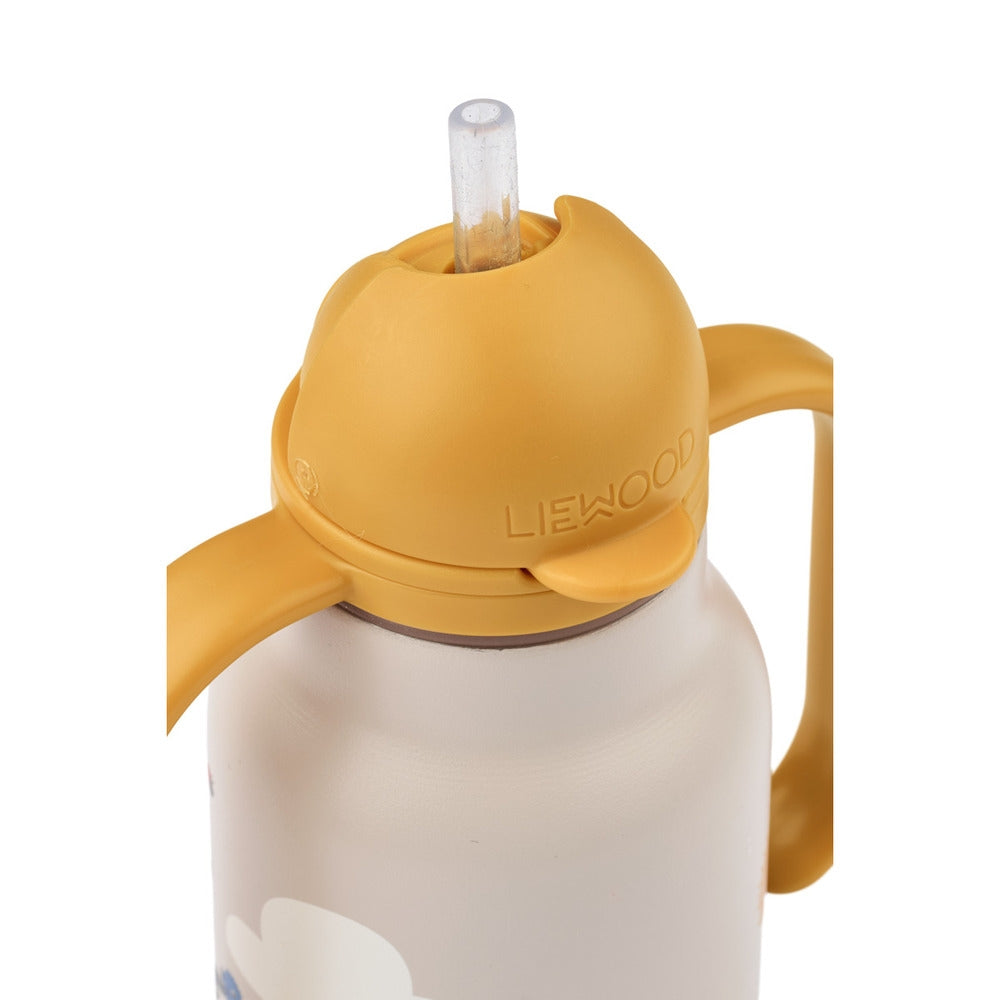 Drikkeflaske Kimmie 250 ml rustfritt stål med sugerør bakside