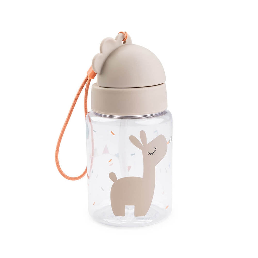 Drikkeflaske med sugerør Celebration sand 280 ml - Done by Deer forfra