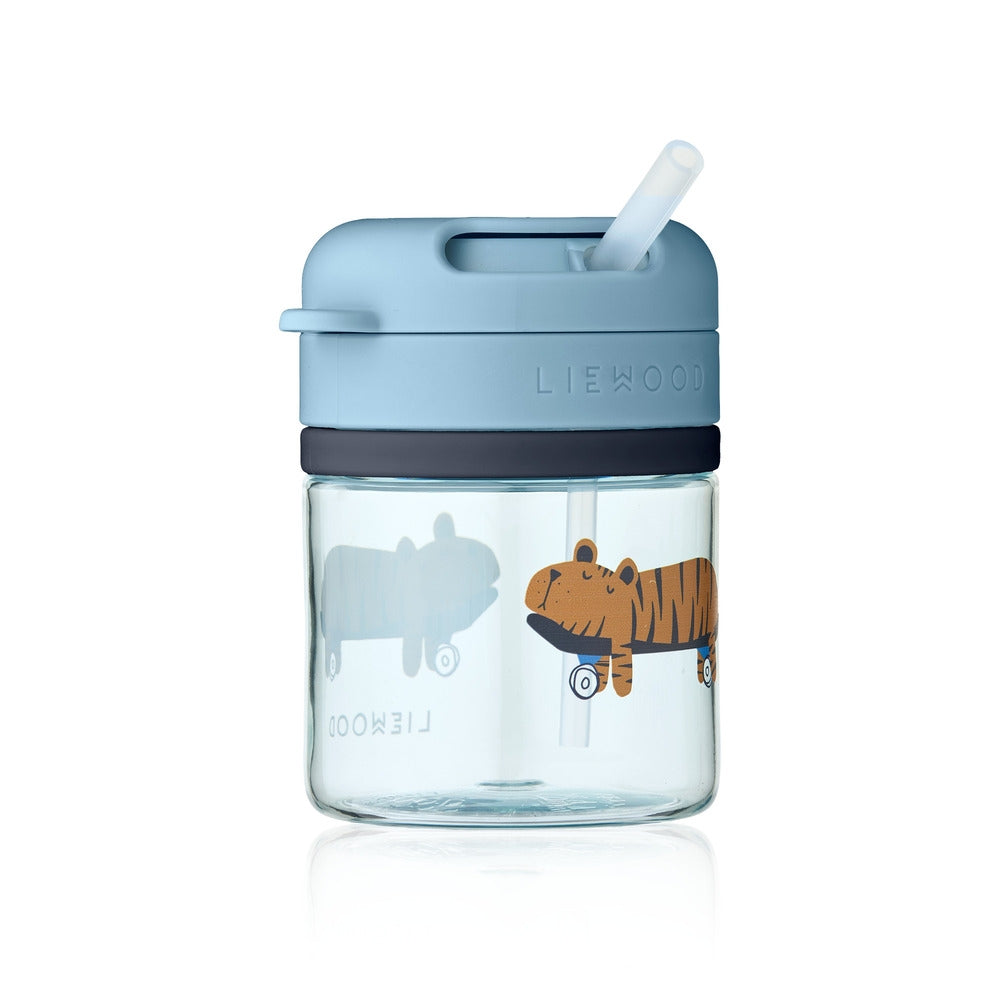 Drikkeglass med sugerør Tritan Fun/Beach blue bakside