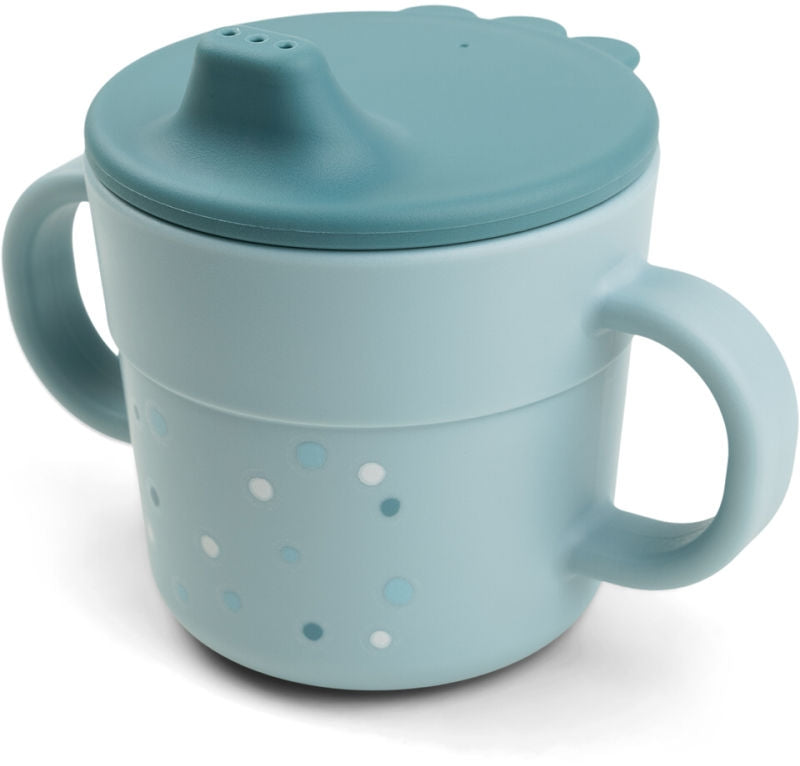 Drikkekopp med tut Foodie Happy Dots blå forfra