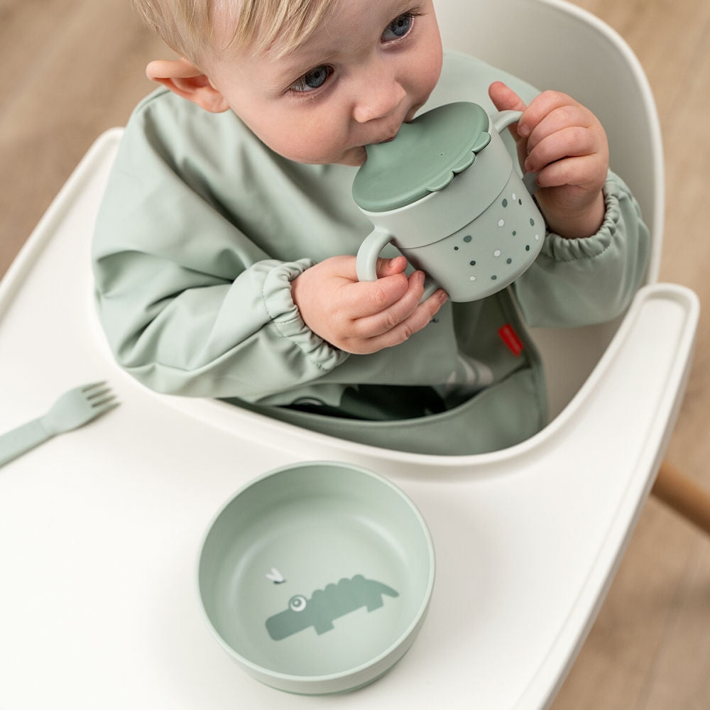 Drikkekopp med tut Foodie Happy Dots grønn montert med lokk