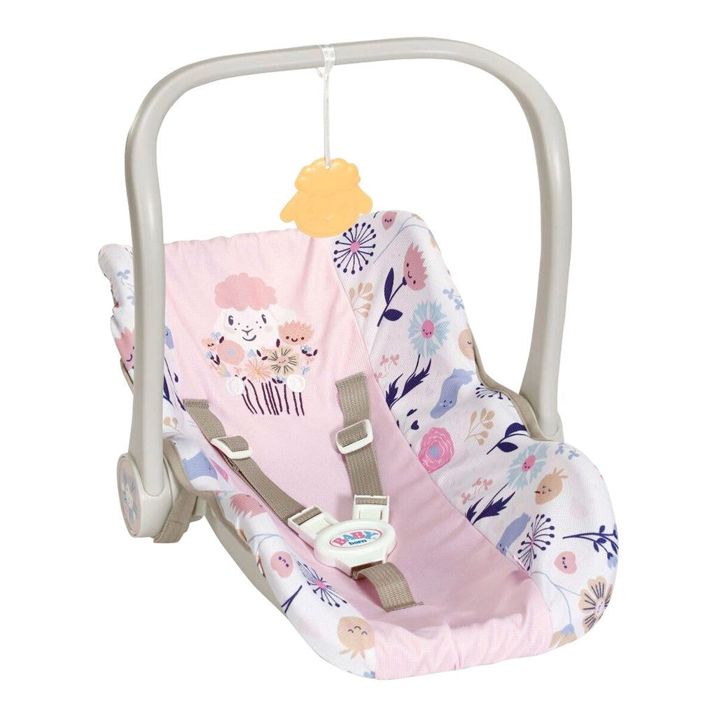 Dukke-babystol med blomstermønster for dukker opptil 43 cm forfra