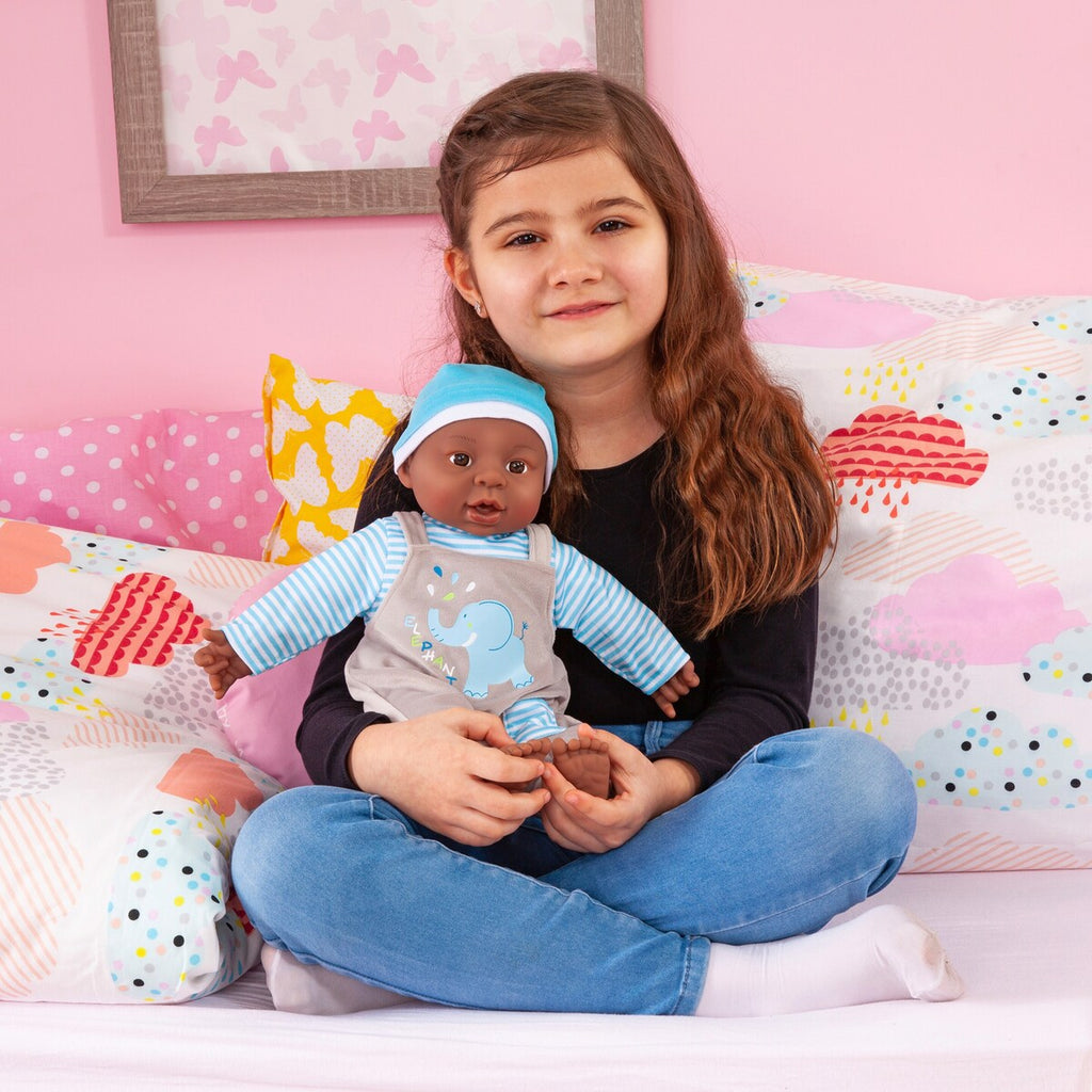 Dukke Brooky Boy 40 cm med 12 babylyder bakside