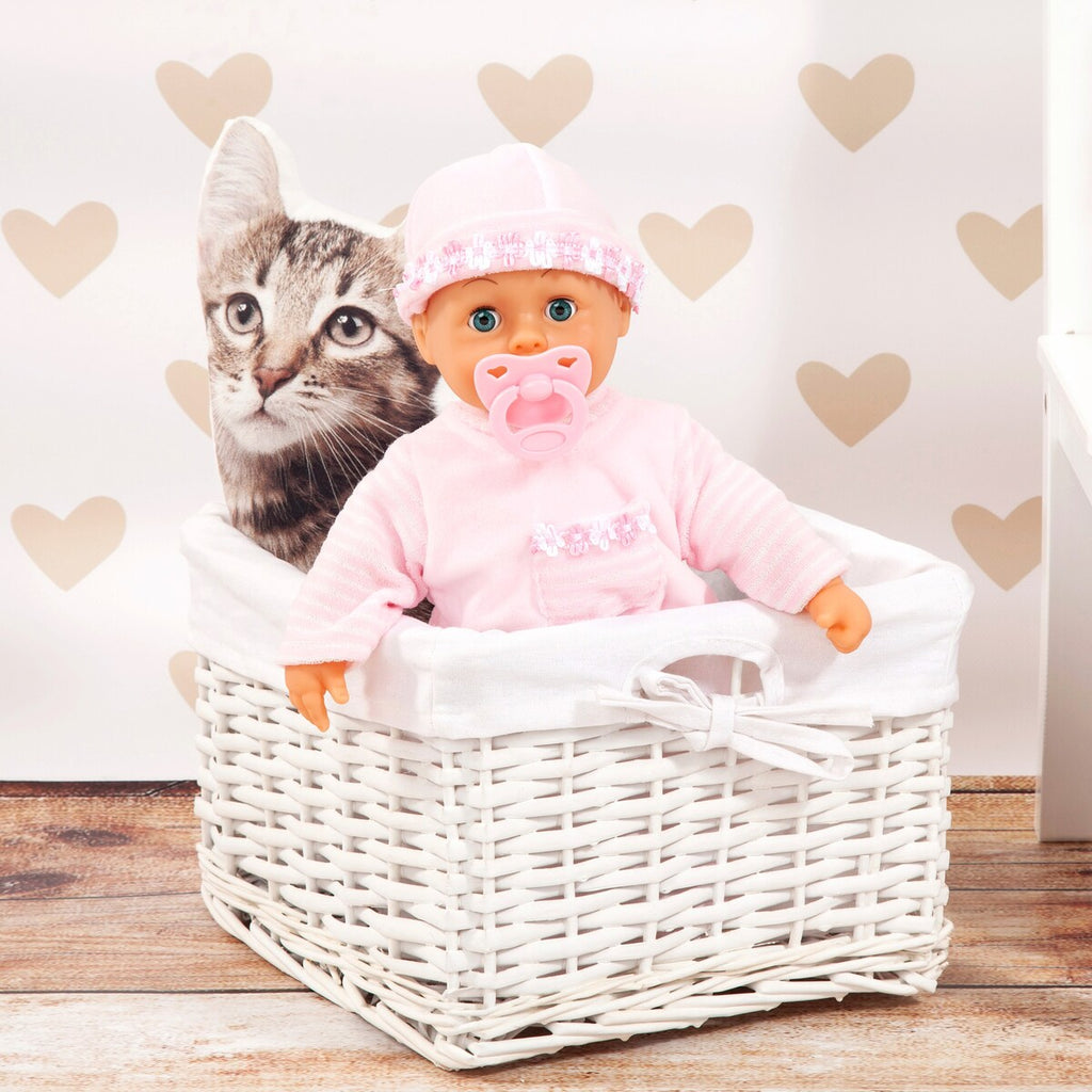 Nærbilde av øyne på Dukke First Words Baby med 24 lyder 38 cm
