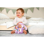 Dukke Funny for babies med rangle 26 cm bakside