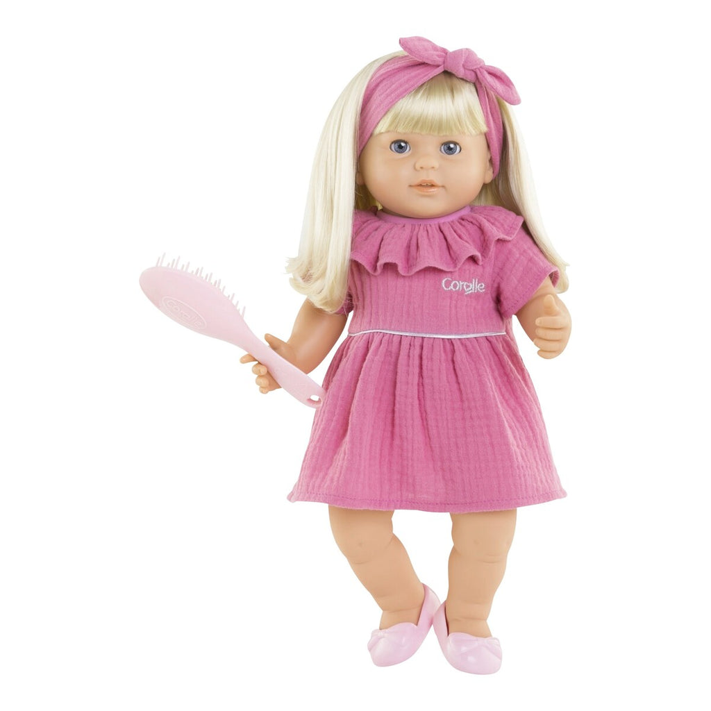 Dukke Jade blond myk kropp 36 cm detalj av ansikt