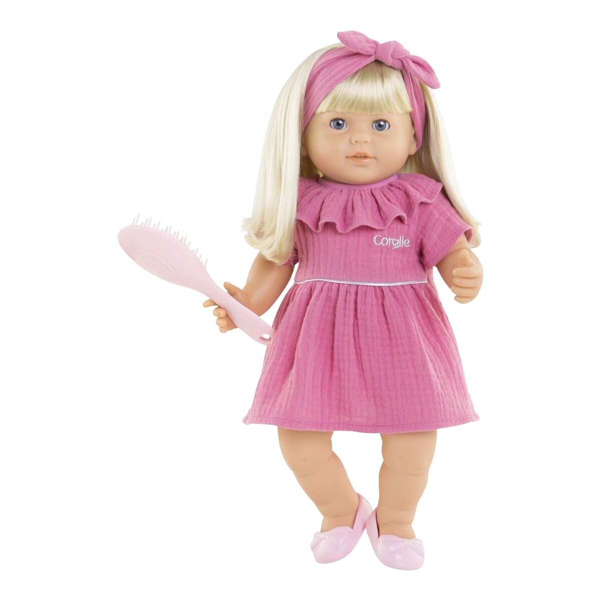 Dukke Jade blond myk kropp 36 cm detalj av ansikt