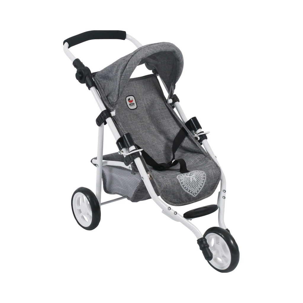 Detalj av stoffmateriale på Dukke-joggebuggy Lola