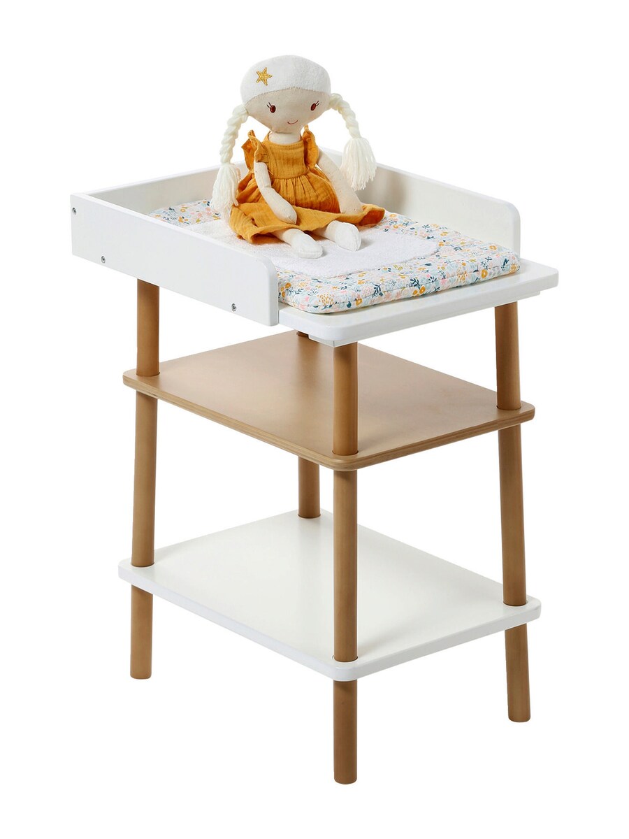 Dukke-stellebord i tre FSC® 55 x 40 x 34 cm bakside med hyller