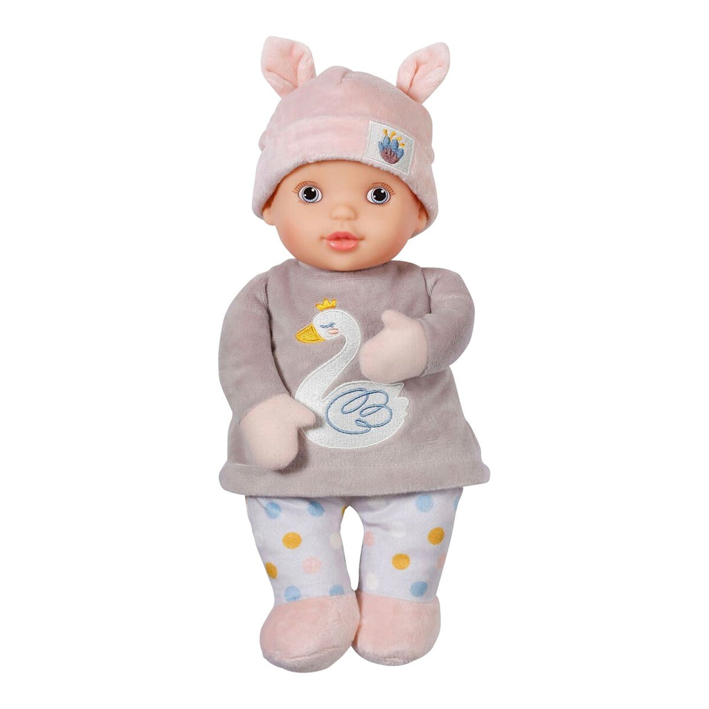 Dukke Sweetie for babies med rangle i rosa klær