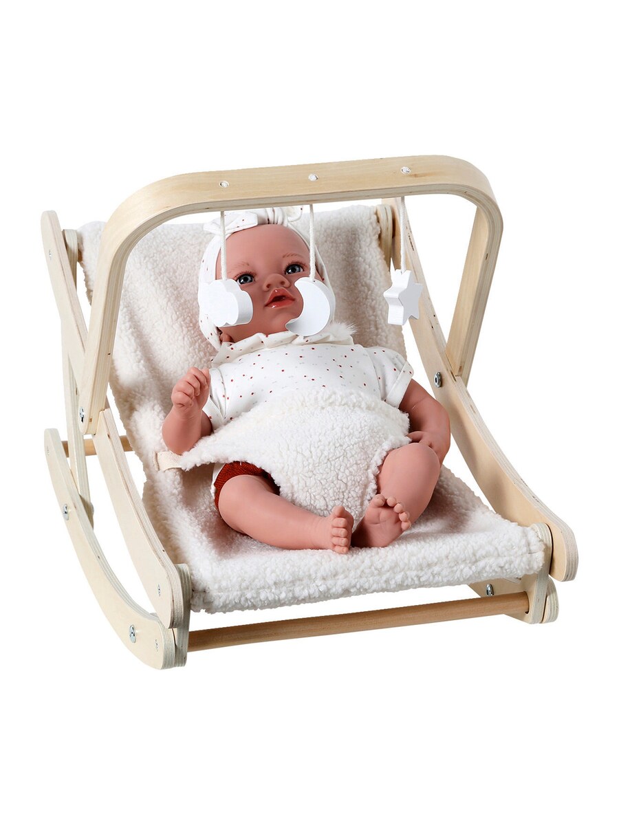 Dukke-vippestol MINI COCOON i tre FSC® bakside med lekebue