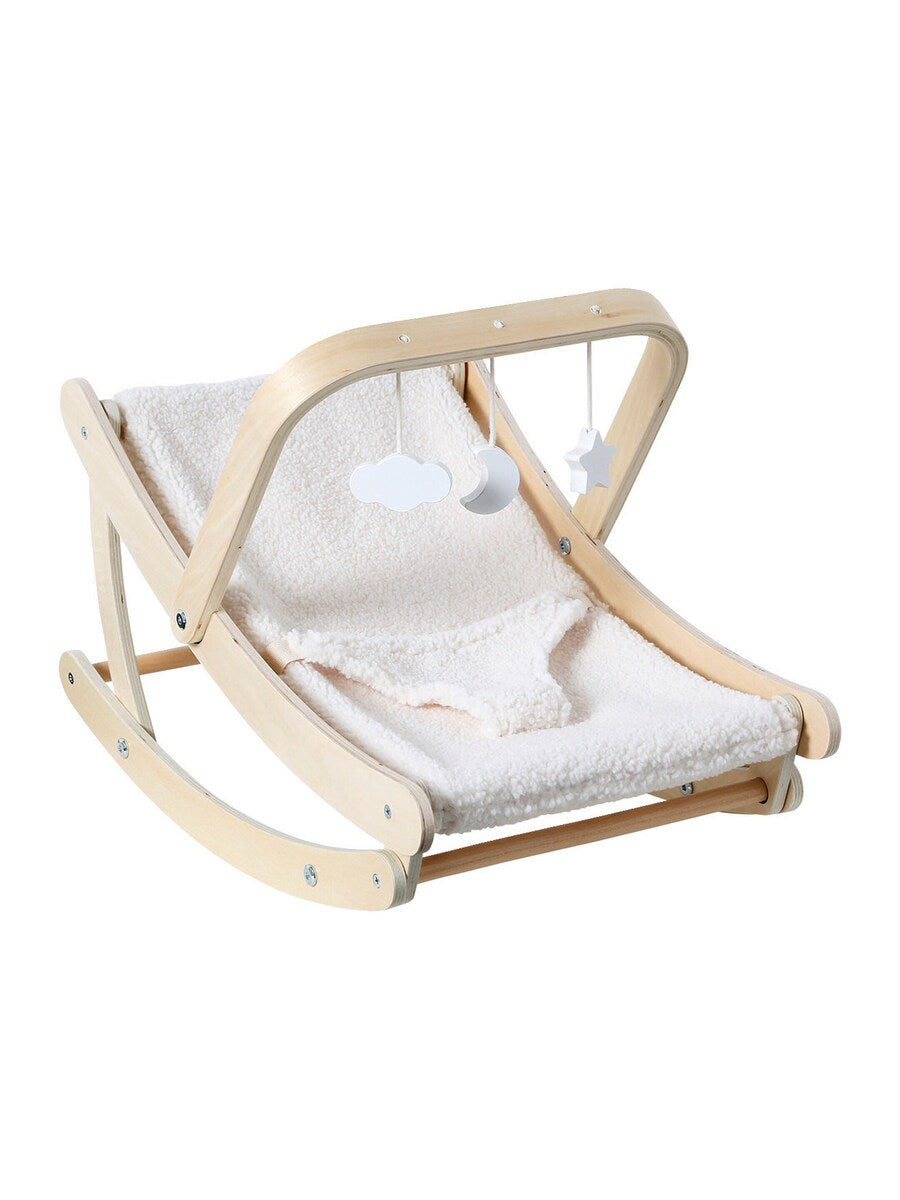 Dukke-vippestol MINI COCOON i tre FSC® for dukker foran