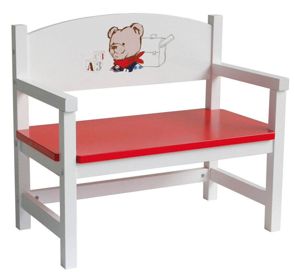 Dukkebenk Teddy College hvitlakkert maks 5 kg for små dukker foran