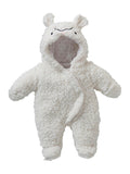 Dukkedress i teddyfleece med hette 30-36 cm forfra