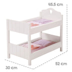 Detalj av hjerteutskjæring på Dukkeetasjeseng Fienchen hvit med sengetøy