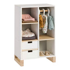 Dukkegarderobe Viola i tre med skandinavisk design forfra