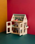 Dukkehus Aiden tre etasjer 46x26x61 cm i tre sett ovenfra