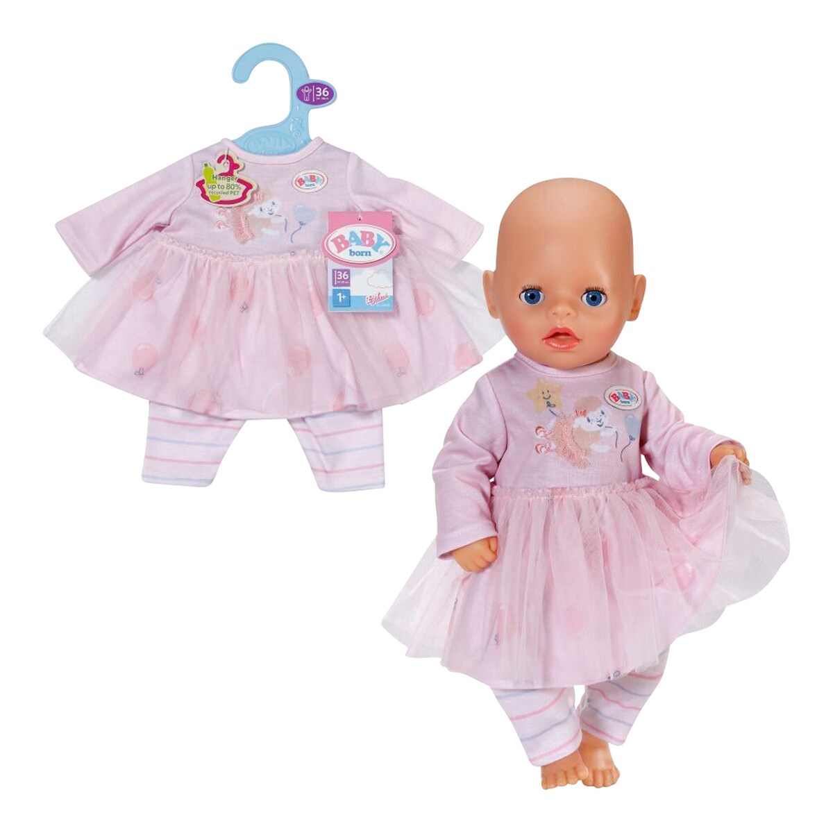 Dukkekjole med leggings rosa 36 cm - BABY born forfra