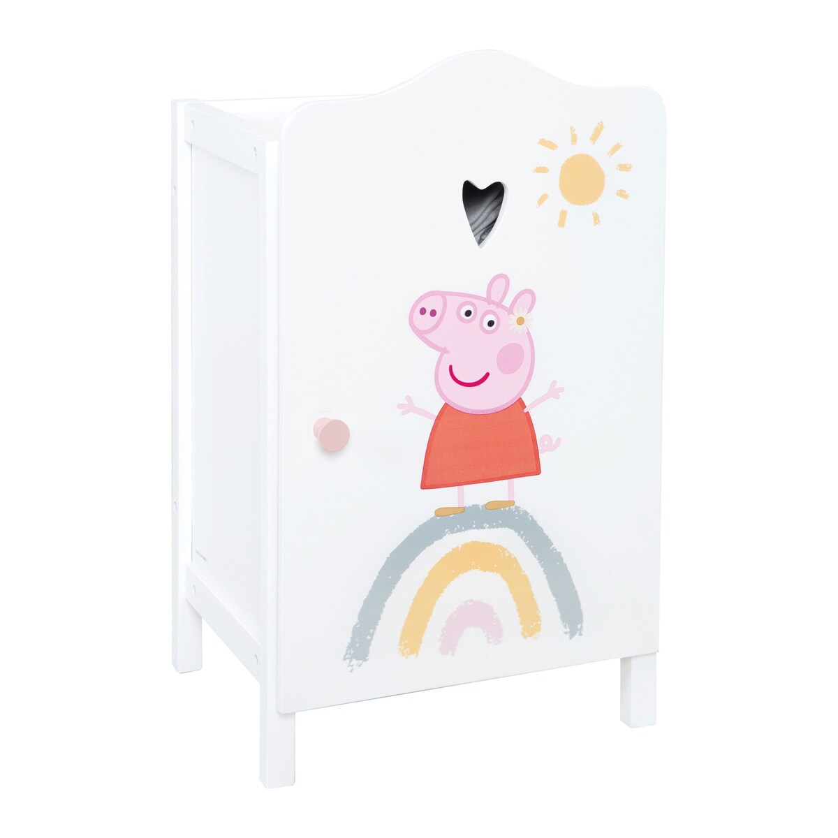 Dukkeklesskap Peppa Pig i hvitlakkert tre forfra