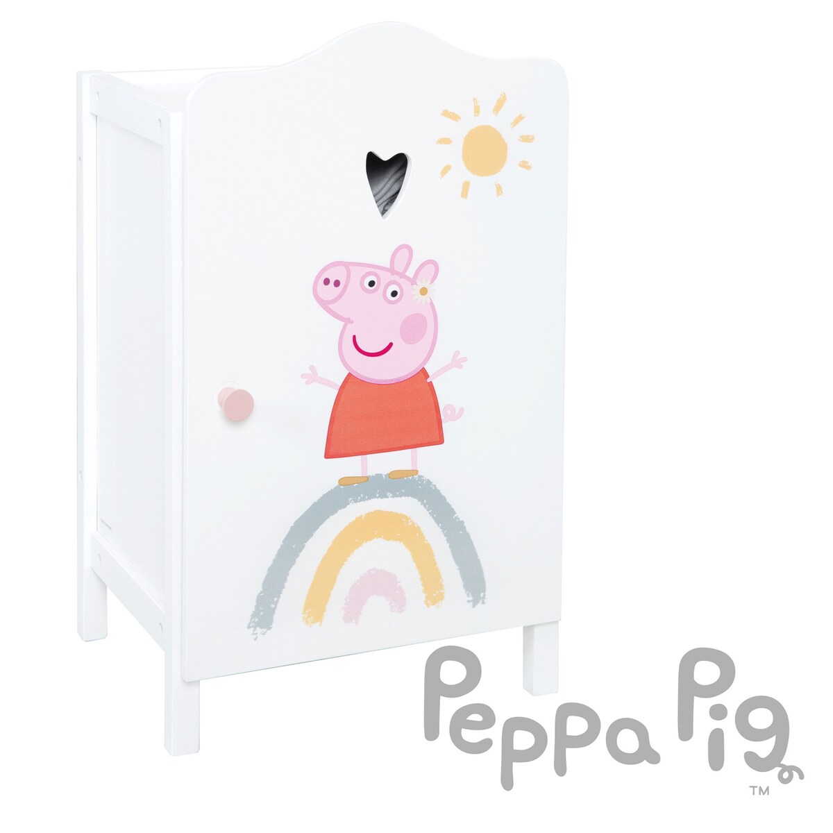 Oversikt over hylle i dukkeklesskap Peppa Pig