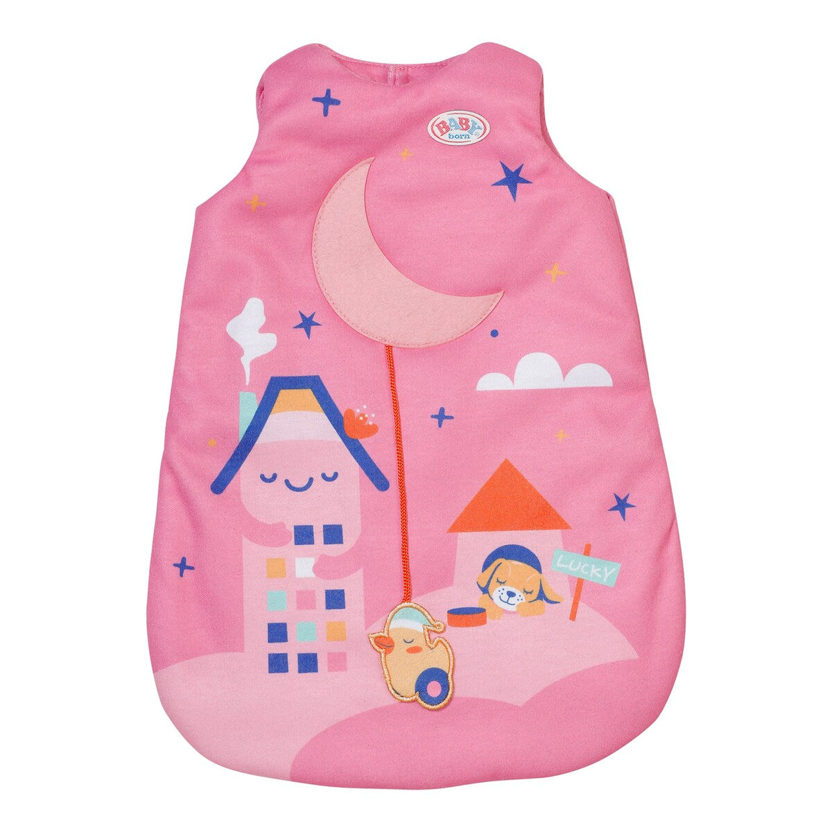 Bakside av Dukkepose Moon med månemotiv for 43 cm dukker