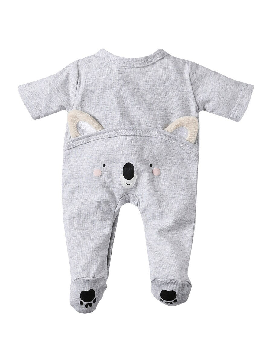 Dukkepyjamas i bomull for dukker 30-36 cm bakside med kirsebær motiv