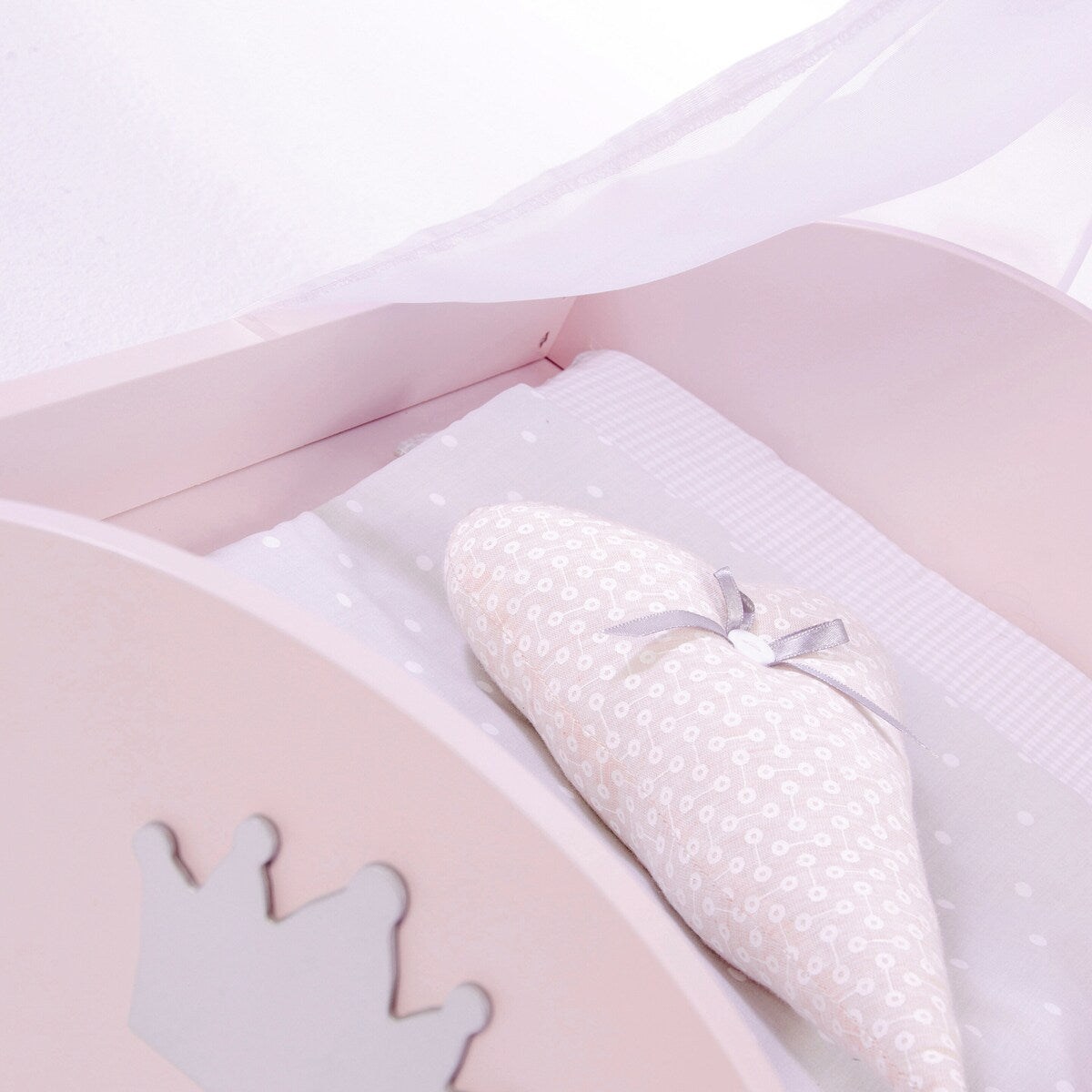 Detalj av himmel på Dukkeseng Prinzessin Sophie med himmel og sengetøy rosa