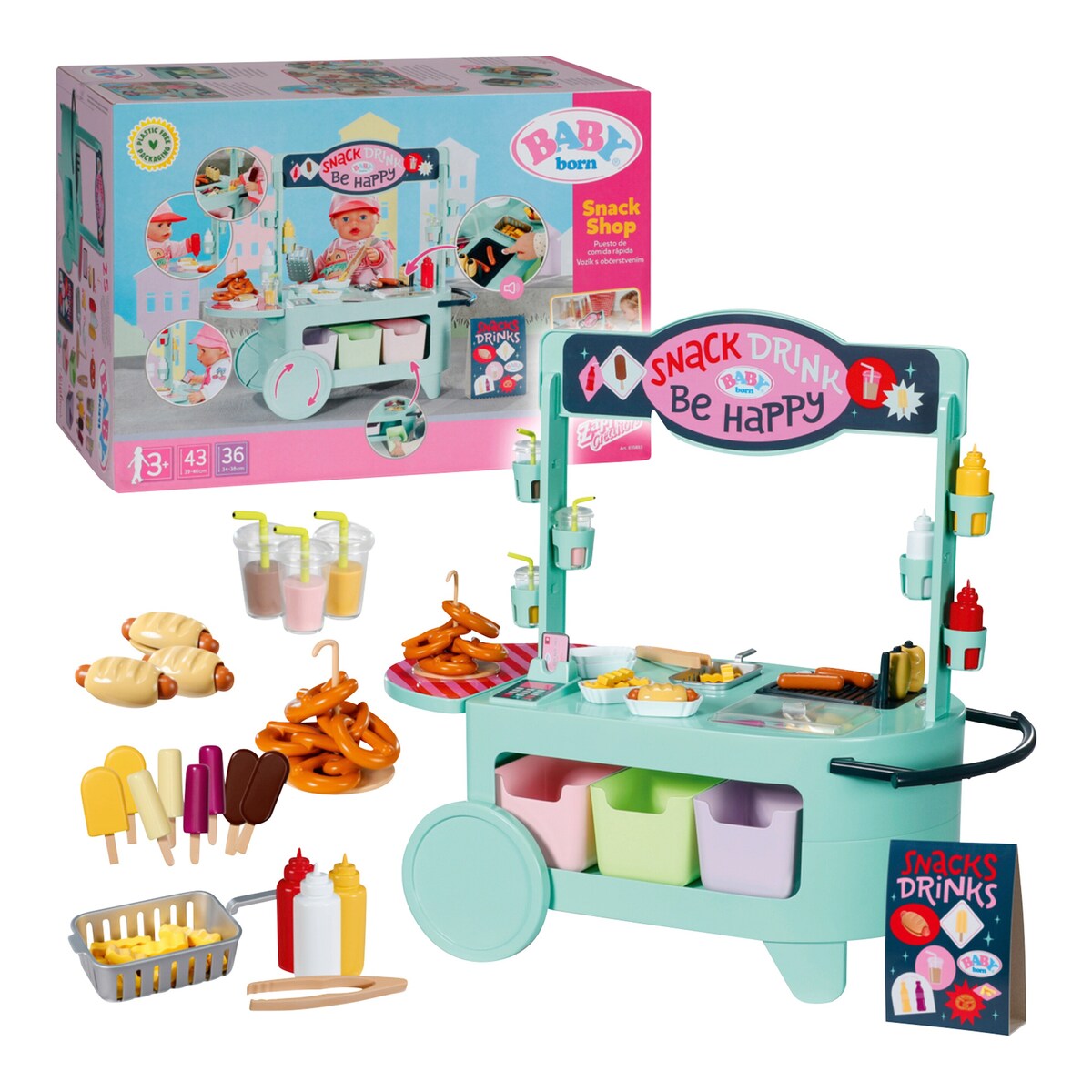 Dukkesnackbar med lyd og melodier fra 3 år forfra