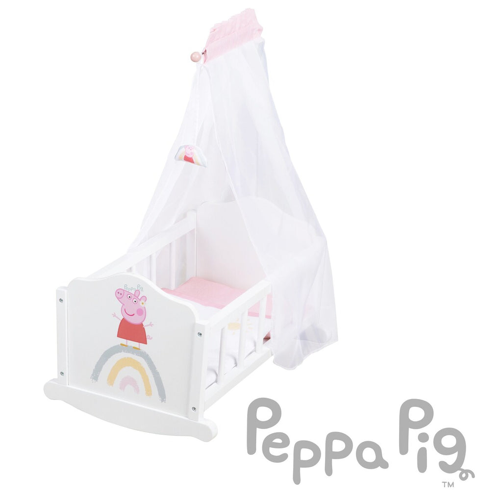 Hengende regnbue på Dukkesvøpe Peppa Pig med sengetøy og himmel