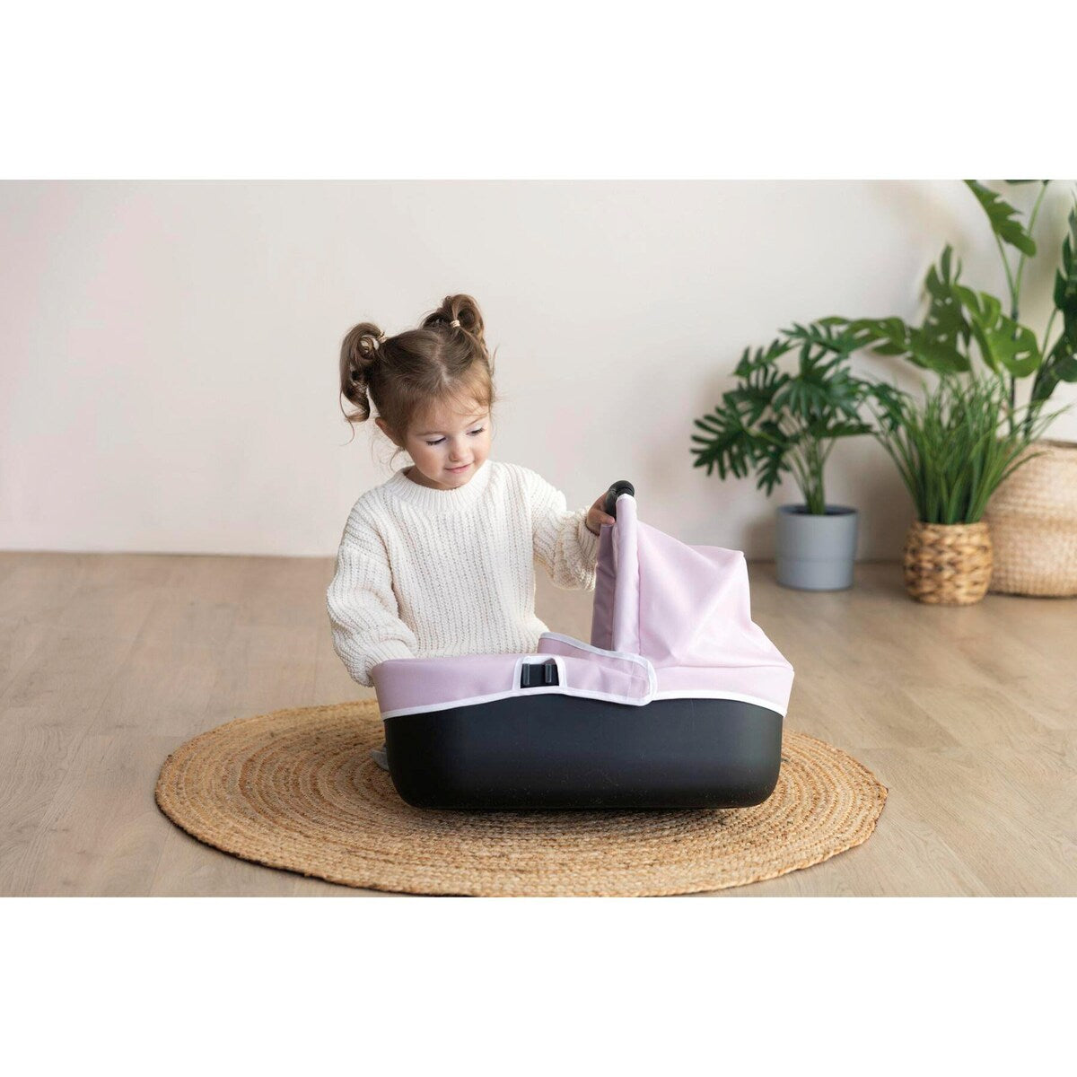 Nærbilde av stoff på Dukkevogn 3-i-1 Maxi-Cosi-design for dukker opptil 42 cm