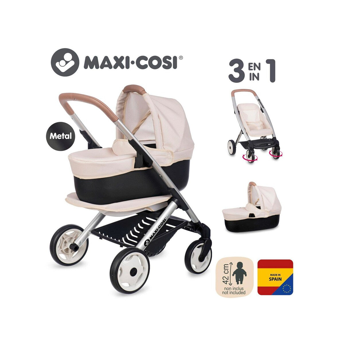Dukkevogn 3-i-1 Maxi-Cosi-design for dukker opptil 42 cm - Smoby