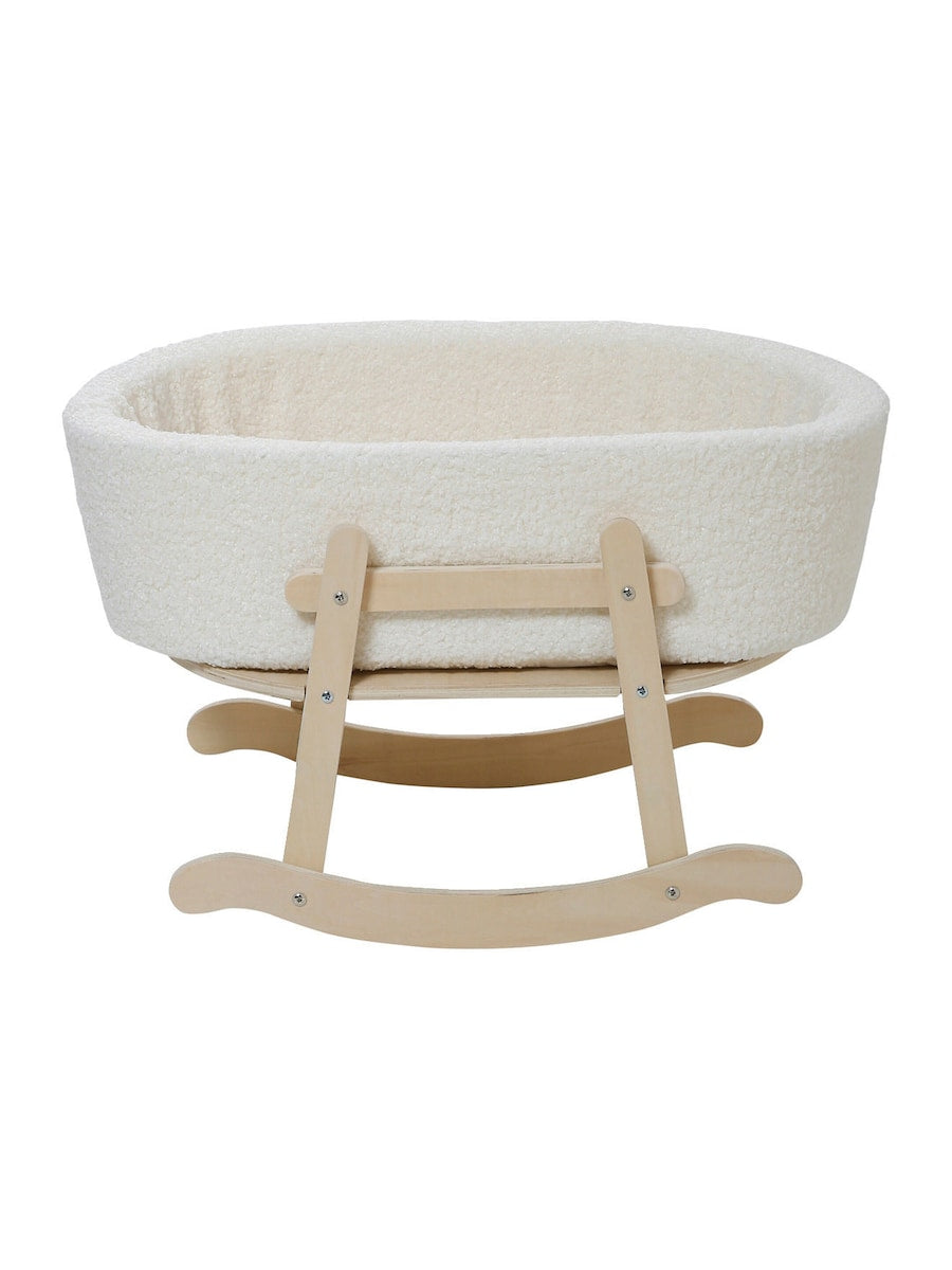 Dukkevugge MINI COCOON i bouclé/tre FSC® forfra