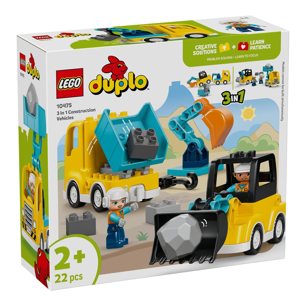 DUPLO anleggskjøretøy 3-i-1-sett 10475 forfra