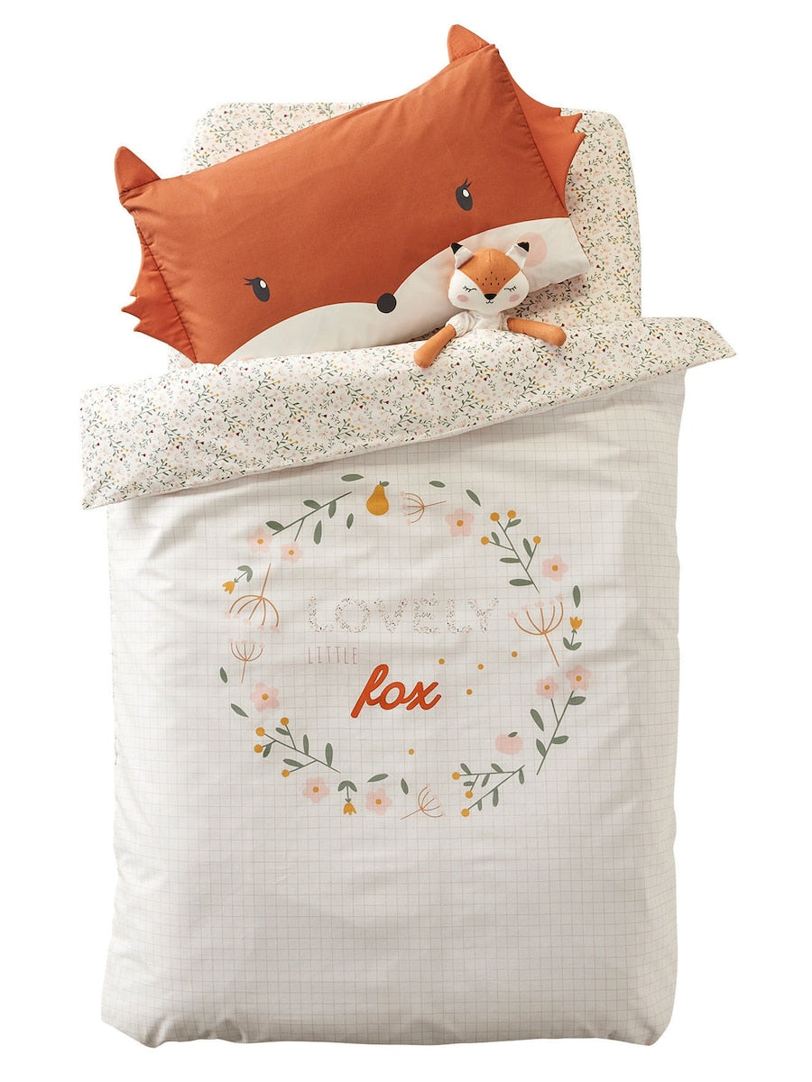 Dynetrekk for baby uten putetrekk blomstermotiv forfra