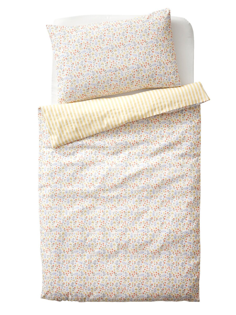 Dynetrekk for baby GIVERNY 100 % bomull Oeko-Tex forfra med blomster- og stripemønster