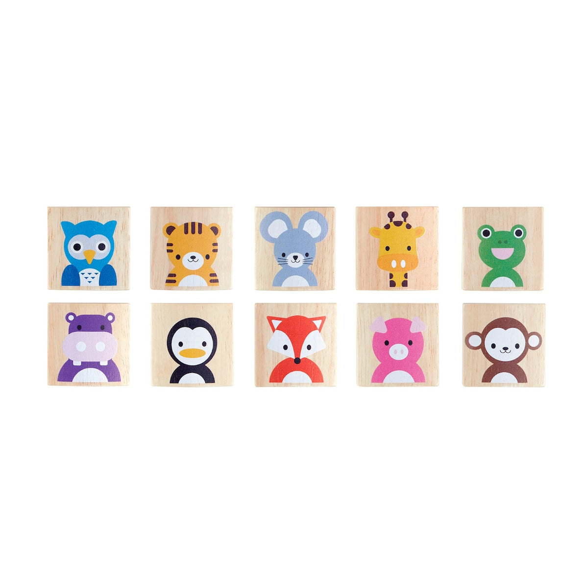 Dyrememo i gummitre 9 x 22,5 cm - PlanToys detalj av brikker