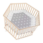 Lekegrind 6-kantet Little Stars bøk 118,5x103,5 cm - roba