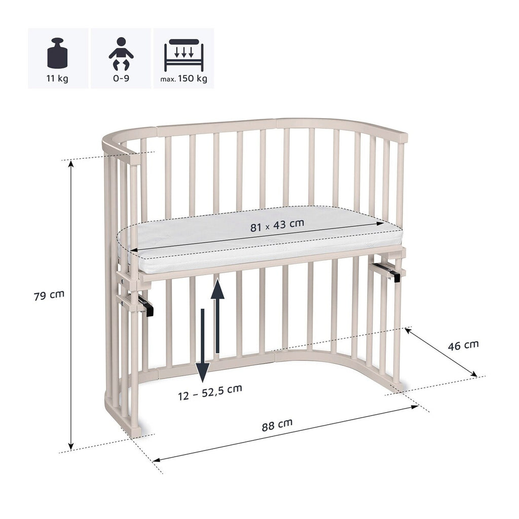 Bedside crib Original 81x43 cm massiv bøk - babybay