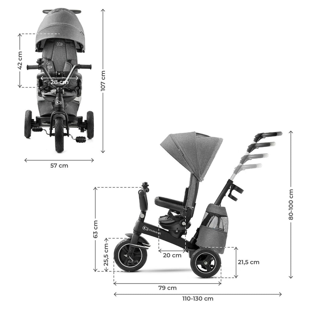 Trehjulssykkel EASYTWIST 5-i-1 fra 9 mnd, svingbart sete - Kinderkraft